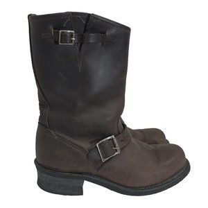 SOLD Frye Harness Veronica Engineer Brown Leather MId Calf Buckle Boot